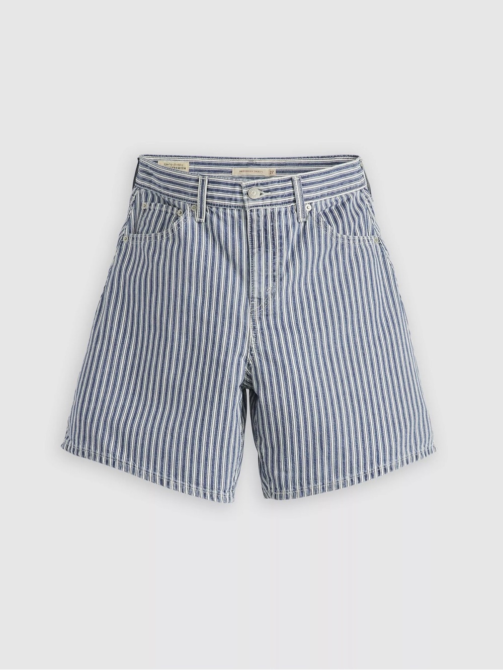Levi's Blue and White Stripe Denim Bermudas